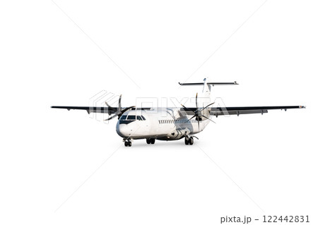 Passenger turboprop airplane isolated on white background 122442831