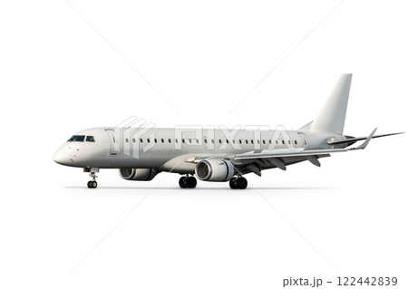 White passenger jetliner isolated on white background White passenger jetliner isolated on white background 122442839