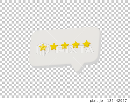 Isometric review 5 star speech bubble with transparent background 122442937