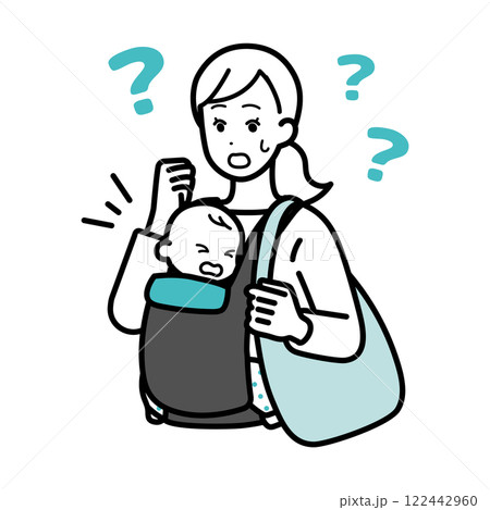 赤ちゃんを連れて買い物に行く女性のイラスト 赤ちゃんを連れて買い物に行く女性のイラスト 122442960