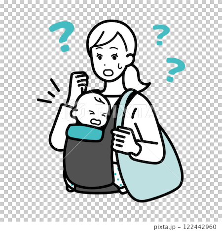 赤ちゃんを連れて買い物に行く女性のイラスト 赤ちゃんを連れて買い物に行く女性のイラスト 122442960