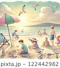 海辺で仲良く遊ぶ子供たち 122442982