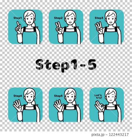 説明手順の主婦のイラストセット 説明手順の主婦のイラストセット 122443217