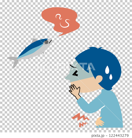 Anisakis abdominal pain person image illustration Anisakis abdominal pain person image illustration 122443279