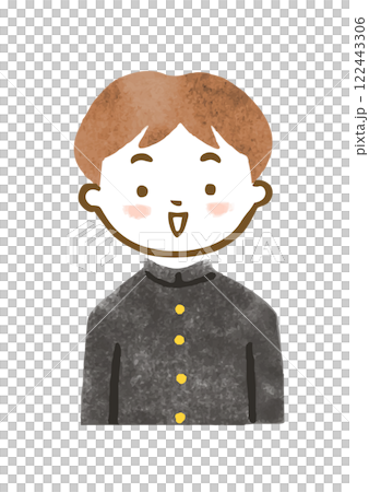 Illustration of a male junior high school student wearing a school uniform 122443306