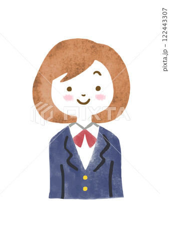 制服を着た女子中高生の上半身イラスト 122443307