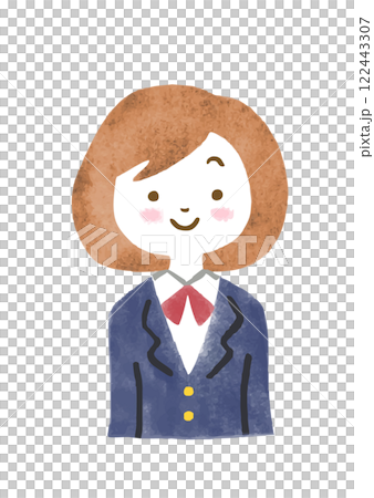 制服を着た女子中高生の上半身イラスト 122443307