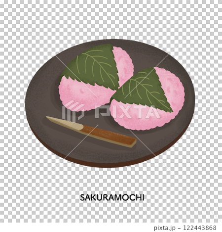 和菓子＿桜餅（関西風）　色鉛筆タッチのイラスト 122443868