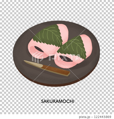 和菓子＿桜餅（関東風）　色鉛筆タッチのイラスト 122443869