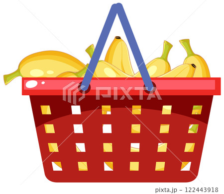 Basket of Bananas Illustration 122443918