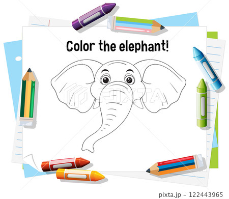Color the Elephant Doodle Fun 122443965