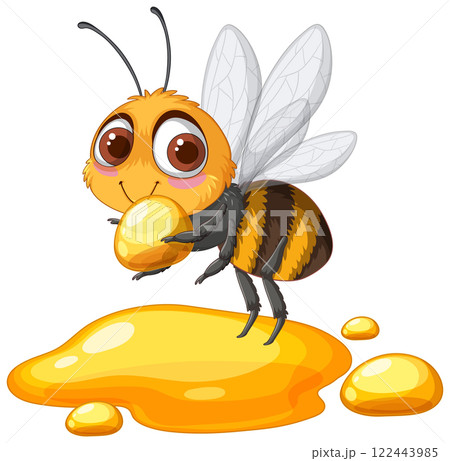 Cute Bee with Honey Illustration Cute Bee with Honey Illustration 122443985
