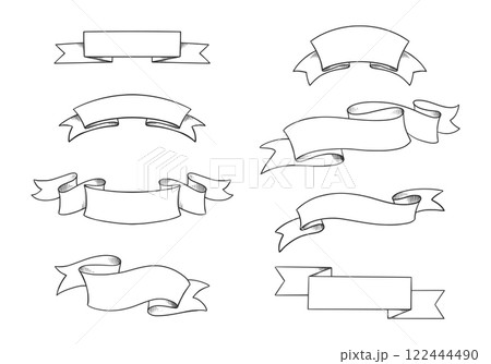 Set of vintage hand drawn ribbons. Collection of retro labels, banners and logo elements. Vector illustration Set of vintage hand drawn ribbons. Collection of retro labels, banners and logo elements. Vector illustration 122444490