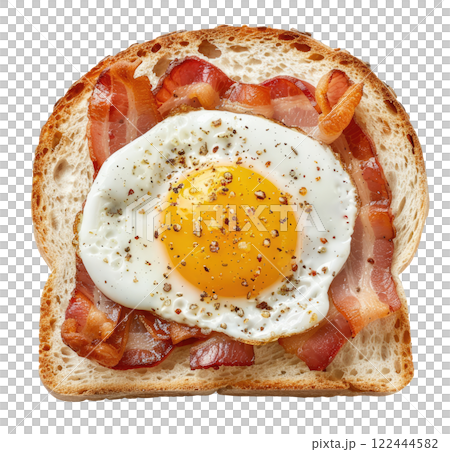 Fried Egg on Slice of Bread 122444582