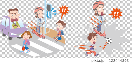 交通安全（交通規則以及滑板車、電動滑板車的麻煩、突然衝入和無視交通號誌） 122444898