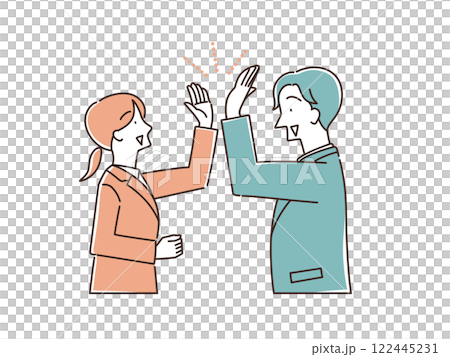 ハイタッチをするビジネスパーソン　イラスト素材 122445231