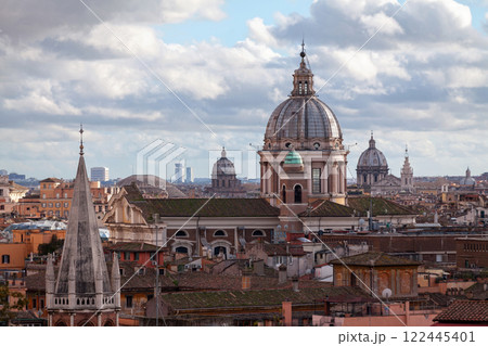Aerial view of Church of Saints Ambrose and Charles Borromeo in Rome 122445401