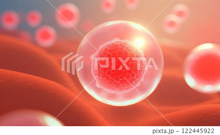 体内の造血幹細胞が赤血球を作るイメージの3DCGイラスト 医療系素材 体内の造血幹細胞が赤血球を作るイメージの3DCGイラスト 医療系素材 122445922