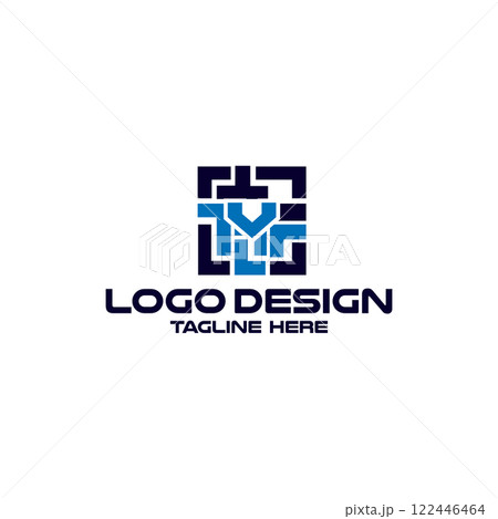 Initial Y Letter Tech Logo Design Vector Graphic 122446464