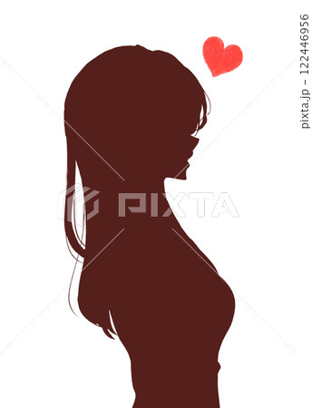 恋する女性　横側　シルエット 122446956