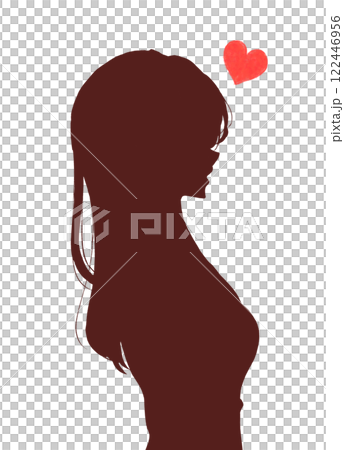 恋する女性　横側　シルエット 122446956