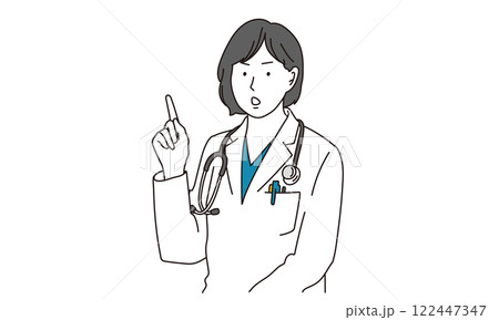 注意をする女性の医療従事者のシンプルイラスト 注意をする女性の医療従事者のシンプルイラスト 122447347