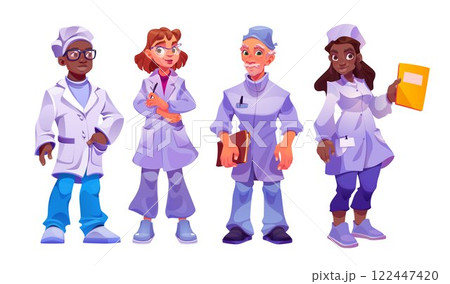 Medical staff diverse character set 122447420