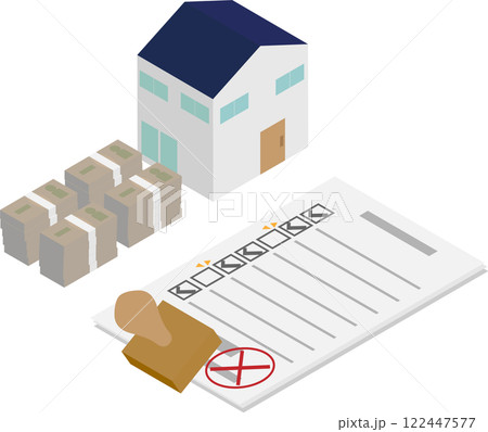 アイソメトリックな住宅ローンに落ちたイメージ素材 122447577