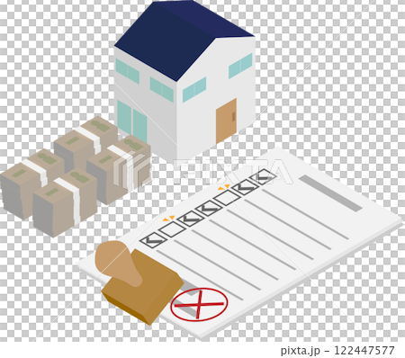 アイソメトリックな住宅ローンに落ちたイメージ素材 122447577
