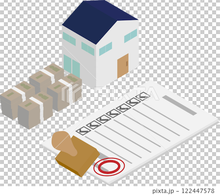 Isometric mortgage approved image material 122447578