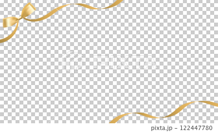優雅的金色絲帶框架和蝴蝶結-裝飾邊框設計 122447780