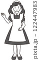イラスト素材: イラスト素材:手を上げ案内するメイド風店員さん_全身 122447983