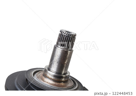 Car spare part - wheel drive cv joint on white isolated background. Catalog of spare parts for car service. 122448453