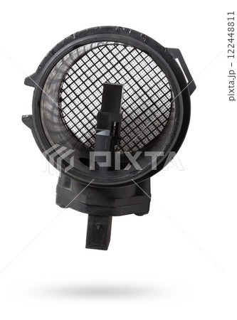 Mass air flow sensor isolated on white background. Auto service industry. Spare parts catalog Auto service industry. Spare parts catalog. 122448811