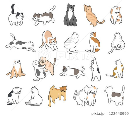 Cute cats with random color, The cats are playing in different poses vector illustration 122448999