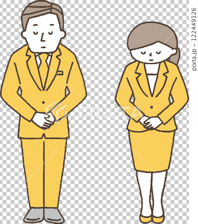 穿著西裝的單色男人和女人鞠躬 122449126