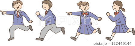並んで走る学生服を着た男女 並んで走る学生服を着た男女 122449144