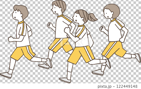 マラソンをする学生単色 122449148