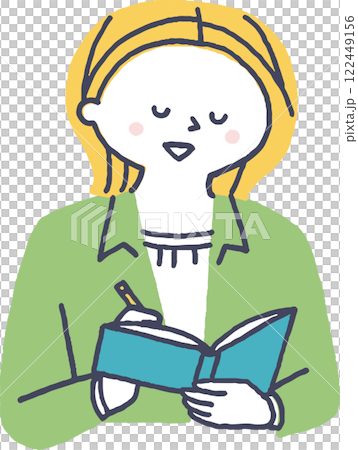 A woman taking a note 122449156