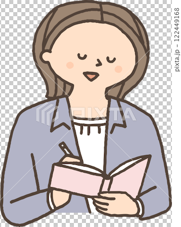 A woman taking a note 122449168