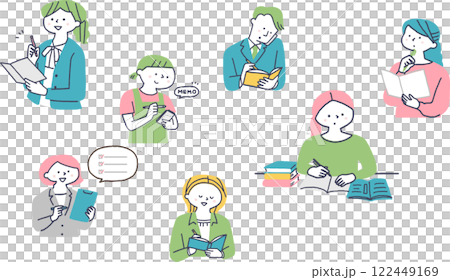 Illustration set of various people taking notes Illustration set of various people taking notes 122449169
