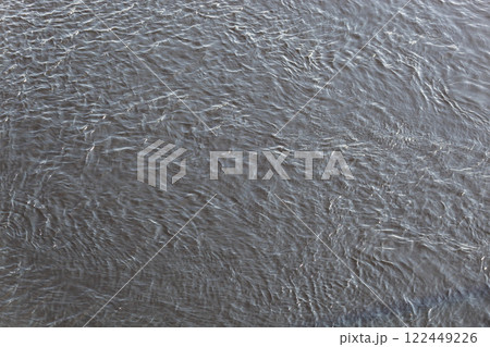 Water texture with light ripples on the surface. Calm water with small waves and light reflections creating an interesting visual effect. Background, texture or design element. 122449226