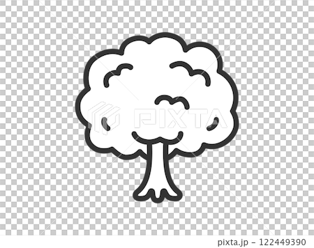 Illustration of tree icon (line drawing) 122449390