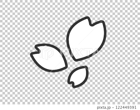 Illustration of cherry blossom petal icon (line drawing) 122449391