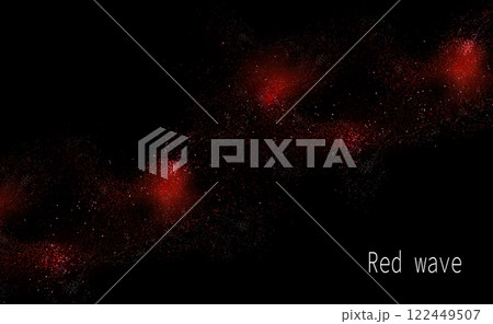 Design component, shiny curly red mosaic on black background 122449507
