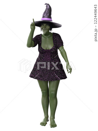 3D Scary Witch with Green Skin in Purple Dress 3D Scary Witch with Green Skin in Purple Dress 122449643