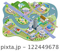 生活に根差したスマートシティの町並みイラスト   バリエーションあり 122449678