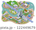 生活に根差したスマートシティの町並みイラスト   バリエーションあり 122449679