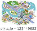 生活に根差したスマートシティの町並みイラスト   バリエーションあり 122449682