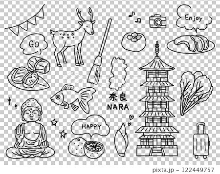 Nara hand drawn illustration set 122449757